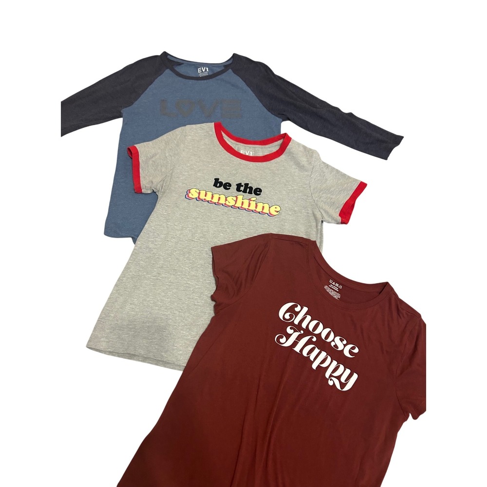 Bundle of 3 Graphic t shirts 2 ringer style happy fun layer fall tees‎ novelty